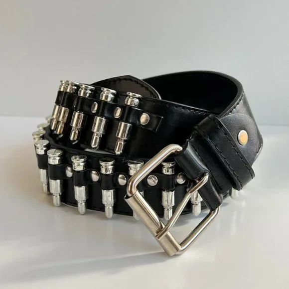 Y2K 2000s bullet-studded black belt - Picture 4 of 8
